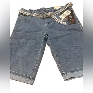 Silver Jeans Blue Denim Shorts with Chain Belt